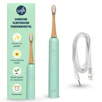Smyle | Mintgrün Elektrische Schallzahnbürste Nachhaltige Bambus-Aufsätze 4 Monate Akkulaufzeit 180 g Zahnbürste