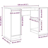vidaXL Schreibtisch Weiß 120x42x76 cm Holzwerkstoff
