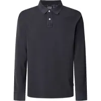 Pepe Jeans Elegantes Herren-Langarm-Poloshirt in Schwarz mit Stickerei