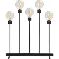 Konstsmide - LED Metallleuchter, schwarz, mit Dimmer, wechselbare Leuchtmittel , mit an/aus Schalter, 5 runde Globes, 10 bernsteinfarbene Dioden, 24V Innentrafo, 3,5W, schwarzes Kabel