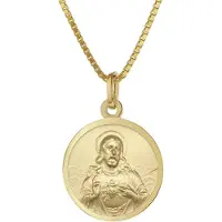 Trendor 41482 Herz Jesu Anhänger Ø 16 mm Gold 333 mit goldplattierter Kette