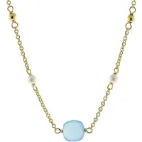 Trendor 51190 Damen-Halskette Gold auf Silber 925 Collier mit Chalcedon