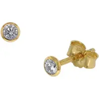 Trendor 86304 Ohrstecker für Damen und Herren 333 Gold Zirkonia 3,5 mm