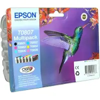 Epson Hummingbird 6-Farb-Multipack T0807 Claria Photographic Ink EasyMail, Standardertrag, Schwarz, Cyan, Helle Cyan, Helle Magenta, Magenta, Gelb, 7,4 ml, 1 Stück(e), Multipack