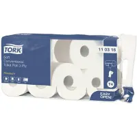 Tork Traditionelles Toilettenpapier 3-lagig weiß Premium, Packung mit 72 Rollen/250 Blatt (9x8)