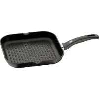 WMF Grillpfanne "Party 27 x 27 cm mit Ausguss, Grillpfanne mit Antihaftversiegelung" Aluminiumguss wärmereduzierender Griff, nicht induktionsgeeignet