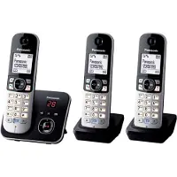 Panasonic KX-TG6823 Strahlungsarmes Schnurlostelefon mit Anrufbeantworter, Rufnummernanzeige, 2 zus?tzliche Mobilteile, 15h Sprechzeit, 7 Tage Standby, Freisprechfunktion, DECT