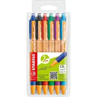 Stabilo Kugelschreiber pointball, Druckmechanik, dokumentenecht, Strichstärke 0,5 mm, farbsortiert, 6er-Set