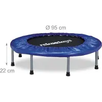 Relaxdays Trampolin faltbar, Indoor, Fitness H x B x T: 22 x 95 x 95 cm, Maximalbelastung 100 kg, blau-schwarz