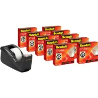 Scotch Tischabroller C60, schw. + Crystal Klebeband, 19 mm x 33 m incl. 10 Rollen