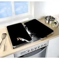 Wenko Herdabdeckplatten Universal Schwarz 2er Set, für alle Herdarten Wenko Platte: Schwarz, Füße: Grau - Hellgrau, Saugnäpfe: Transparent