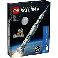 LEGO 92176 Ideas NASA Apollo Saturn V Weltraumrakete und Fahrzeuge, Raumschiff Bauset für Sammler, mit Displayständer
