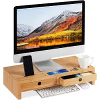 Relaxdays Monitorständer mit 2 Schubladen