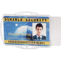 Durable Ausweishalter , für 2 Karten im Hoch-/Querformat, mit Befestigungslaschen, B 95 x H 70 mm, Polystyrol, transparent, 10 Stück