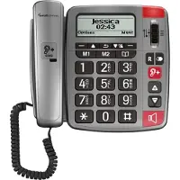 Amplicomms PowerTel 196, Analoges Telefon, Kabelgebundenes Mobilteil, Freisprecheinrichtung, 200 Eintragungen, Anrufer-Identifikation, Grau