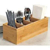 Kesper Besteckkasten, 100% FSC-zertifizierter Bambus, für Besteck, Servietten, Deko