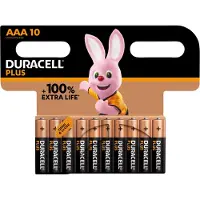 Duracell Batterie Alkaline, Micro, AAA, LR03, 1.5V Plus, Extra Life, Retail Blister (10-Pack)