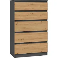 Top E Shop Topeshop M5 ANTRACYT/ARTISAN, Anthrazit, Eiche, 5 Schublade(n), Partikelbord, Monochromatisch, Modern, Partikelbord