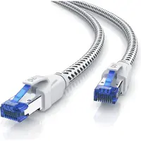 Primewire Patchkabel CAT 8 mit Baumwollummantelung - Gigabit Ethernet LAN Kabel - 40 Gbit/s - S/FTP PIMF Schirmung - Netzwerkkabel - 20m