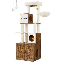 Feandrea Songmics Kratzbaum mit Katzenklo-Schrank vintagebraun