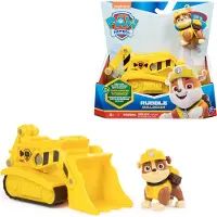 Ryhmä Hau PAW Patrol , Baustellen-Fahrzeug mit Rubble-Figur (Sustainable Basic Vehicle/Basis Fahrzeug), Bulldozer, PAW Patrol, 3 Jahr(e), Kunststoff, Schwarz, Gelb