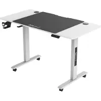 Pro-Tec Höhenverstellbarer Tisch 'Stryn' mit Rollen 120 x 60 cm elektrisch Memory-Funktion Weiß