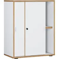 VCM Aktenschrank "Büroschrank Aktenschrank Schiebetüren Salia 2fach", weiß, B:60cm T:37cm, Obermaterial: 100% Holz Wood., Schränke, Aktenschrank
