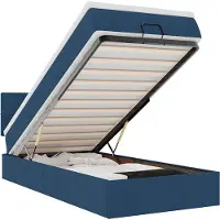 vidaXL Ottomane Bett mit Matratze & LEDs Blau 90x200 cm Stoff