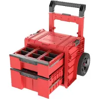 Qbrick System System PRO Cart 2.0 Plus Drawer 2 Red Ultra HD Custom mobile Box auf Rädern 520 x 415 x 660 mm 9,5 l 12 l abnehmbarer Doppelteleskopgriff