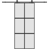 vidaXL Schiebetür mit Beschlag Schwarz 90x205 cm Hartglas