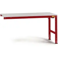 Manuflex LU6128.3003 ESD ESD-Arbeitstisch UNIVERSAL Standard Anbautisch mit Melaminplatte, BxTxH = 2000 x 1000 x 763-873 mm Rubin-Rot