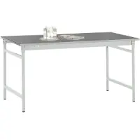 Manuflex BB3034.7035 Beistelltisch BASIS stationär mit Blechbelag-Platte in Lichtgrau RAL 7035, BxTxH: 1250 x 600 x 780 mm Lichtgrau (RAL 7035)
