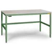 Manuflex LC3928.6011 ESD ESD-Arbeitstisch CANTOLAB Spezial mit Melaminplatte, BxTxH = 2000 x 1000 x 752-952 mm Resedagrün (RAL 6011)