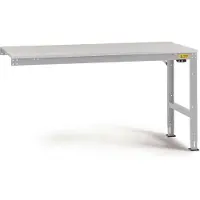 Manuflex LU6008.9006 ESD ESD-Arbeitstisch UNIVERSAL Standard Anbautisch mit Melaminplatte, BxTxH = 1000 x 600 x 763-873 mm Alusilber