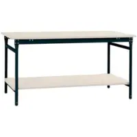 Manuflex BB5217.7016 Komplett-Beistelltisch BASIS stationär mit Kunststoff-Platte + Zwischenboden, BxTxH: 1250 x 600 x 780 mm Anthrazit