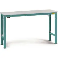 Manuflex LU7078.5021 ESD ESD-Arbeitstisch UNIVERSAL Spezial Grundtisch mit Melaminplatte, BxTxH = 1500 x 1200 x 725-1025 mm Wasserblau