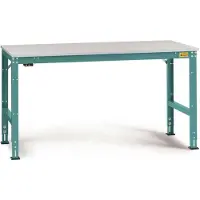 Manuflex LU4103.5021 ESD ESD-Arbeitstisch UNIVERSAL Standard Grundtisch mit Kautschukplatte, BxTxH = 1750 x 1200 x 760-870 mm Wasserblau