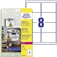 Avery Zweckform Folien-Etiketten, wetterfest, für Innen- und Außenbereich, 99,1 x 67,7 mm