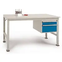 Manuflex AU5761.0001 Komplett-Arbeitstisch Grund UNIVERSAL Standard mit Melamin-Platte, BxTxH = 2000 x 800 x 760-870 mm Grau, Grün