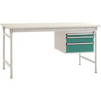 Manuflex BB5261.0001 Komplett-Beistelltisch BASIS stationär mit Melamin-Platte + Gehäuse-Unterbau, BxTxH: 1000 x 800 x 780 mm Grau, Grün