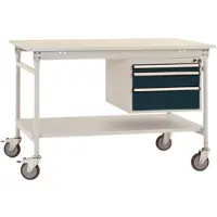 Manuflex BB5381.7016 Komplett-Beistelltisch BASIS mobil mit Melamin-Platte + Gehäuse-Unterbau, BxTxH: 1500 x 800 x 850 mm Anthrazit