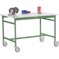 Manuflex BB4051.6011 Beistelltisch BASIS mobil mit Melamin-Tischplatte in Resedagrün RAL 6011, BxTxH: 1500 x 600 x 850 mm Resedagrün (RAL 6011)