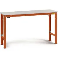 Manuflex LU7036.2001 ESD ESD-Arbeitstisch UNIVERSAL Spezial Grundtisch mit Kunststoffplatte, BxTxH = 1250 x 800 x 728-1028 mm Rotorange (RAL 2001)
