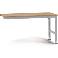 Manuflex AU6075.9006 Arbeits-Anbautisch UNIVERSAL Standard mit Multiplexplatte, BxTxH = 1500 x 1200 x 760-870 mm Alusilber