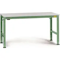 Manuflex LU4106.6011 ESD ESD-Arbeitstisch UNIVERSAL Standard Grundtisch mit Kunststoffplatte, BxTxH = 1750 x 1200 x 766-876 mm Resedagrün (RAL 6011)