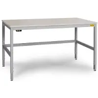 Manuflex LC3053.9006 ESD ESD-Arbeitstisch CANTOLAB Spezial mit Kautschukplatte, BxTxH = 1500 x 800 x 752-952 mm Alusilber