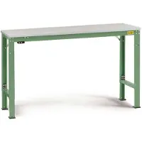 Manuflex LU7018.6011 ESD ESD-Arbeitstisch UNIVERSAL Spezial Grundtisch mit Melaminplatte, BxTxH = 1000 x 800 x 725-1025 mm Resedagrün (RAL 6011)