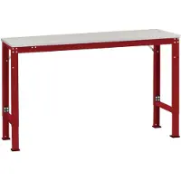 Manuflex AU7139.3003 Arbeits-Grundtisch UNIVERSAL Spezial mit PVC Dekorplatte, BxTxH = 2000x1200x722-1022 mm Rubin-Rot