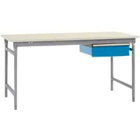Manuflex BB5231.9006 Komplett-Beistelltisch BASIS stationär mit Melamin-Platte + Einzelschubfach, BxTxH: 1000 x 800 x 780 mm Alusilber