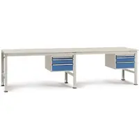 Manuflex Arbeitstisch Universal Kunststoff, Stahl Brillantblau 4.000 x 800 mm